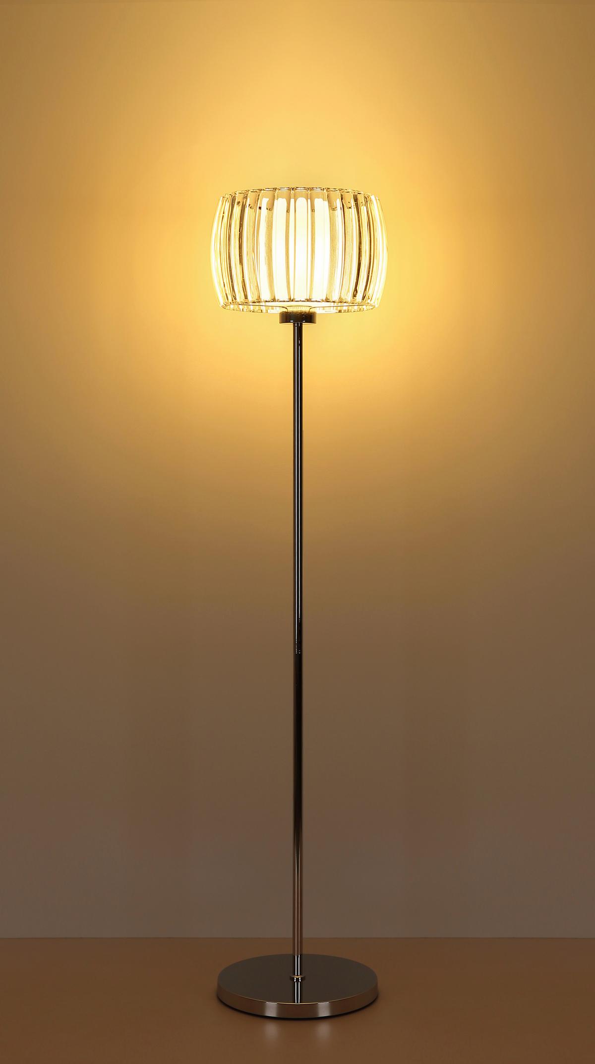 Stehleuchte Fußschalter - Klar/Opal, Design, Glas/Kunststoff (32,5/150cm) - Globo