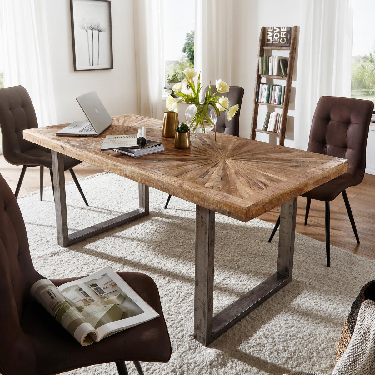 Esstisch Wl5.949 - Silberfarben/Braun, Design, Holz/Metall (200/100/76cm) - MID.YOU