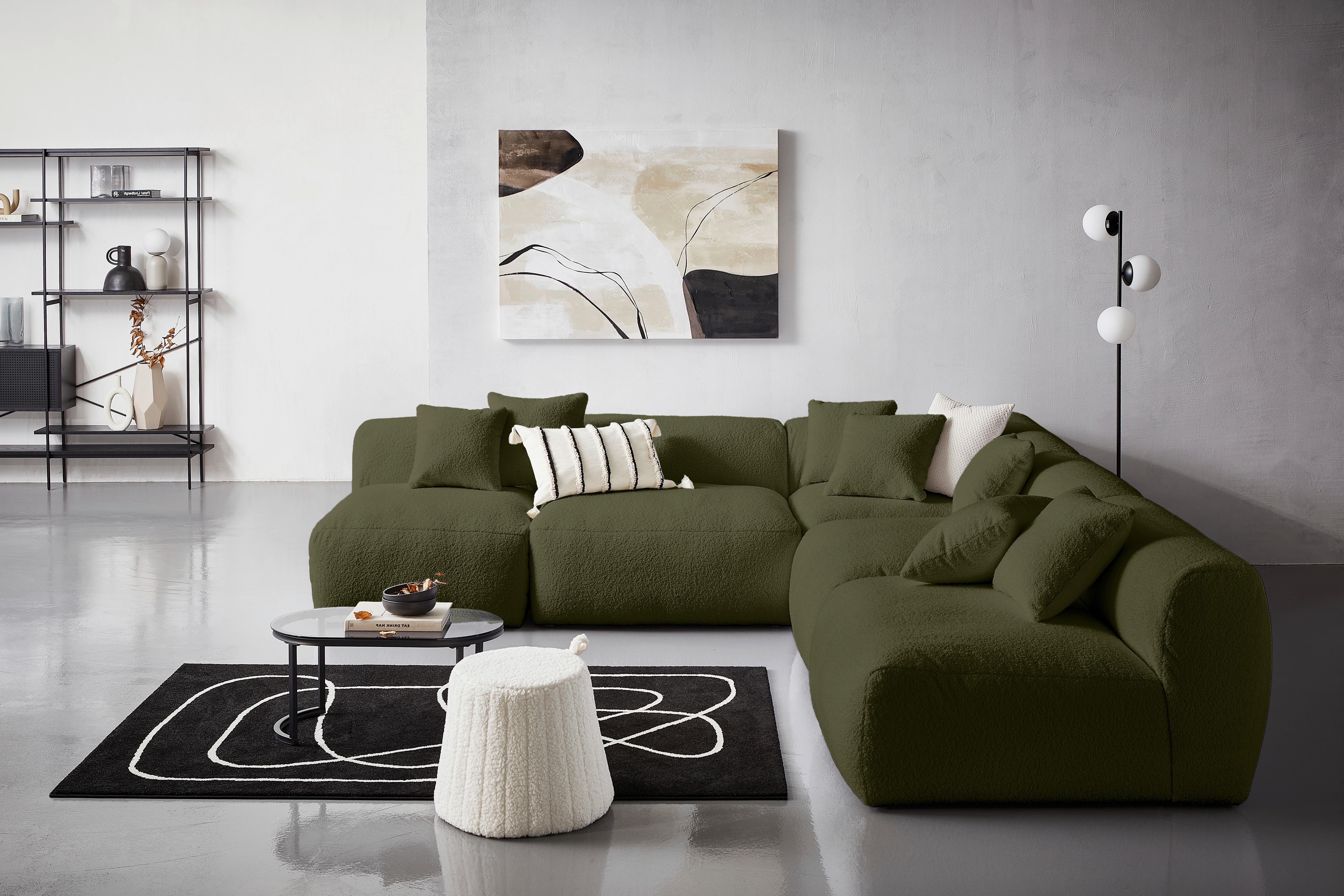 Ecksofa Bloom Olivgrün - Olivgrün, Trend, Textil (300/315cm) - Livetastic