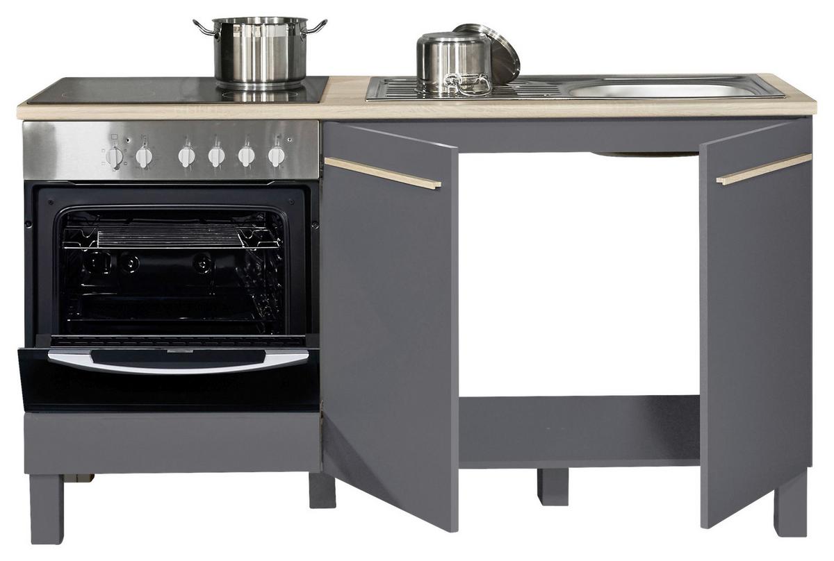 Kuchynský blok BILBERRY bez spotrebičov, šírka 160 cm - antracitová/dub sonoma, Design, kompozitné drevo (160cm) - Carryhome