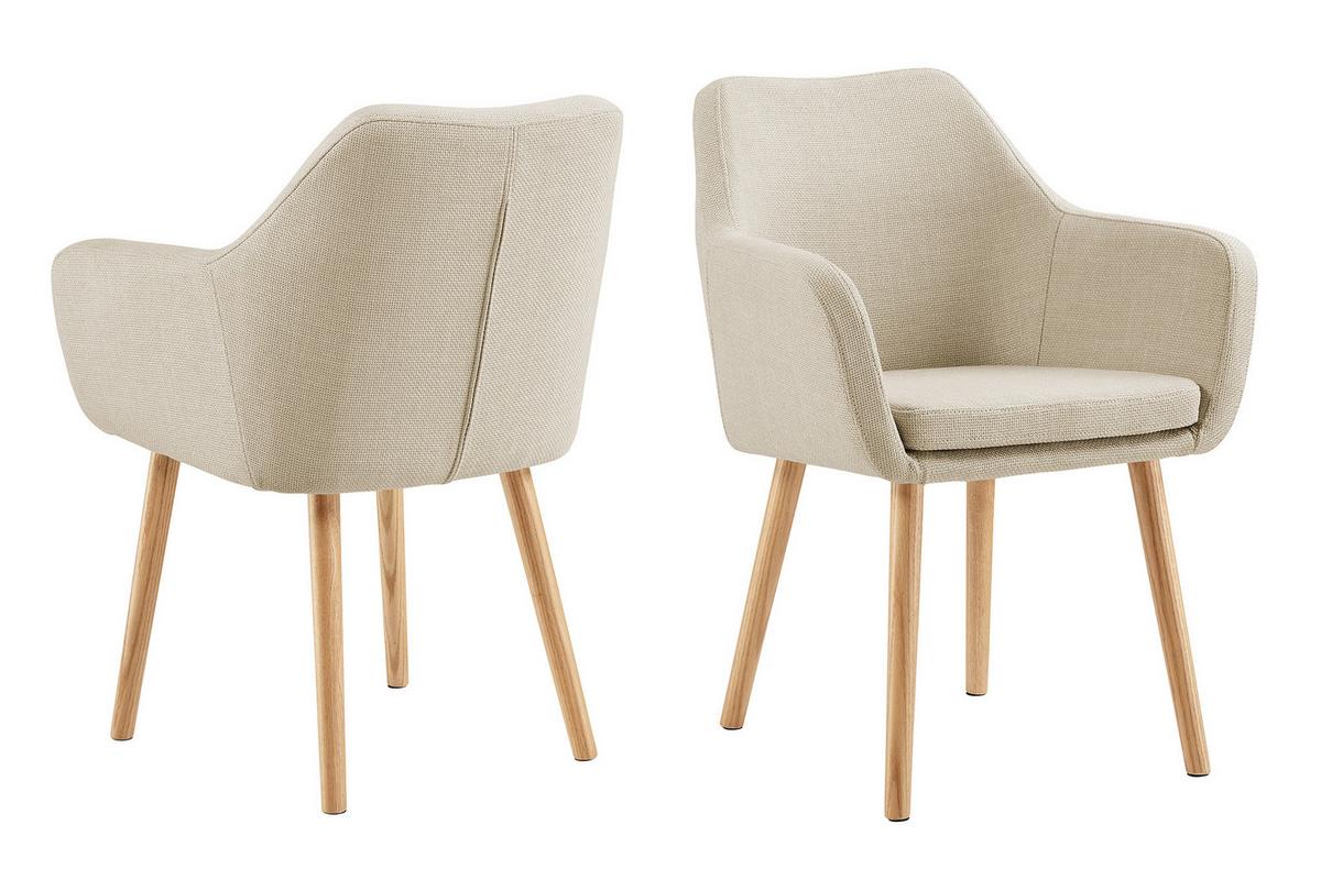 Armlehnstuhl Beige B: 62cm - Beige/Naturfarben, MODERN, Holz/Textil (62/84/60cm) - Livetastic