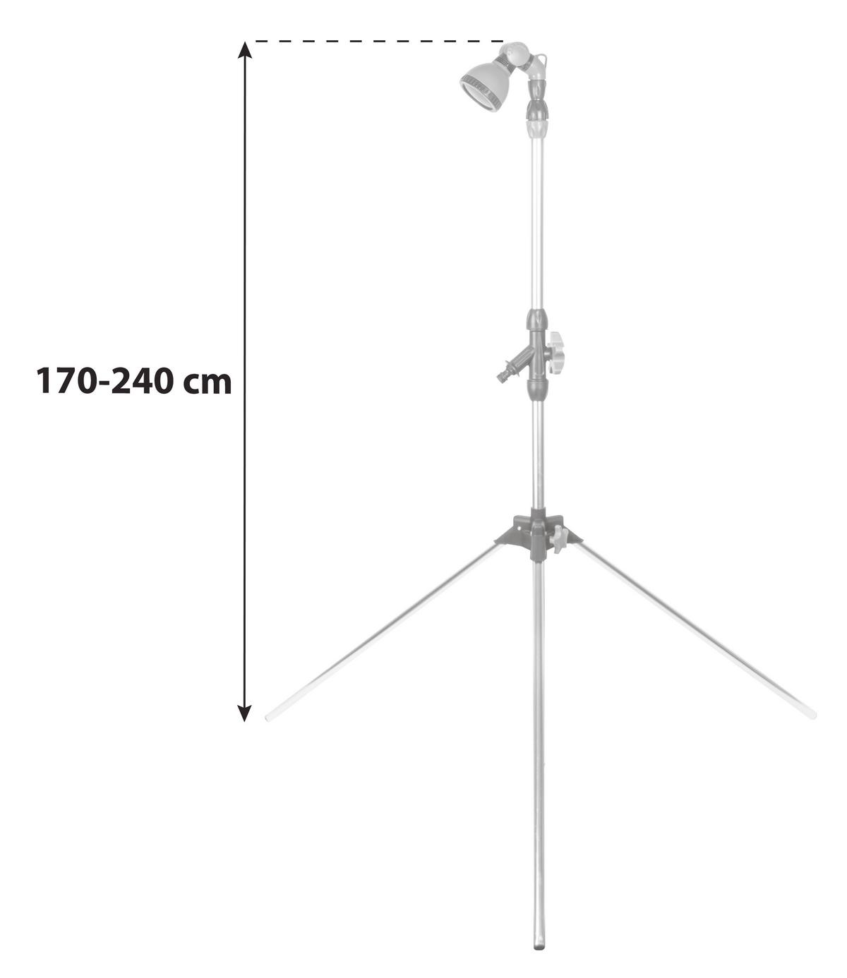 Gartendusche höhenverstellbar 170-240 cm, Dreibein/Erdspieß - Silberfarben/Grün, Basics, Kunststoff/Metall (240cm) - Homezone