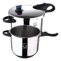 Schnellkochtopf 4 und 5,5 L Edelstahl Mit 1 Deckel - Silberfarben/Schwarz, Basics, Kunststoff/Metall (22cm)