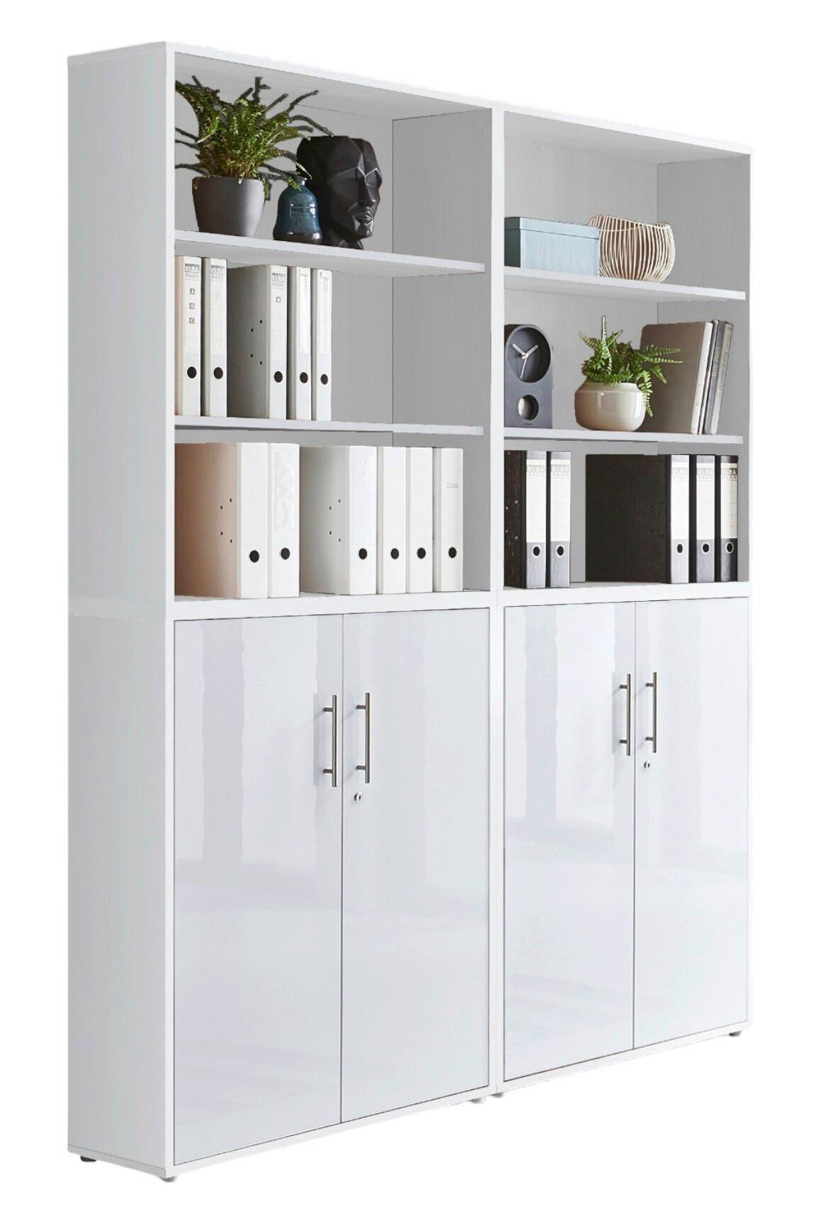 Aktenschrank Office Edition Weiß/Weiß Hochglanz