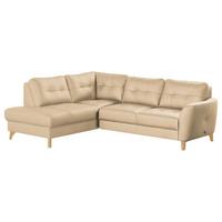Ecksofa Nordic Beige S: 190x236 cm - Beige/Buchefarben, Design, Leder/Textil (190/236cm) - Livetastic