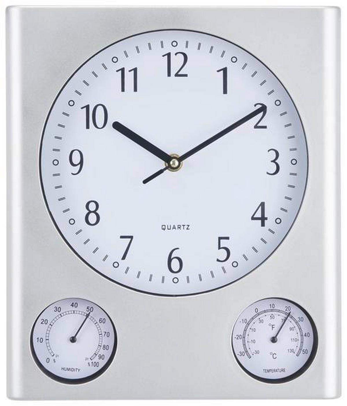 Wanduhr Alexa Weiß/Silber, B/H: 25,3/30,2 cm - Silberfarben/Schwarz, Basics, Glas/Papier (25,3/30,2/4cm) - Ondega