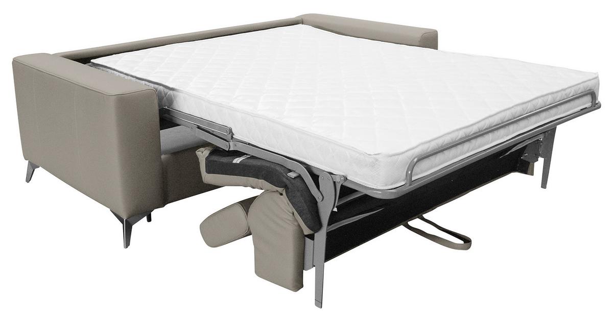 Schlafsofa Mondo, Hellgrau B: 206 cm - Silberfarben/Hellgrau, Design, Leder/Textil (206/95/101cm) - Livetastic