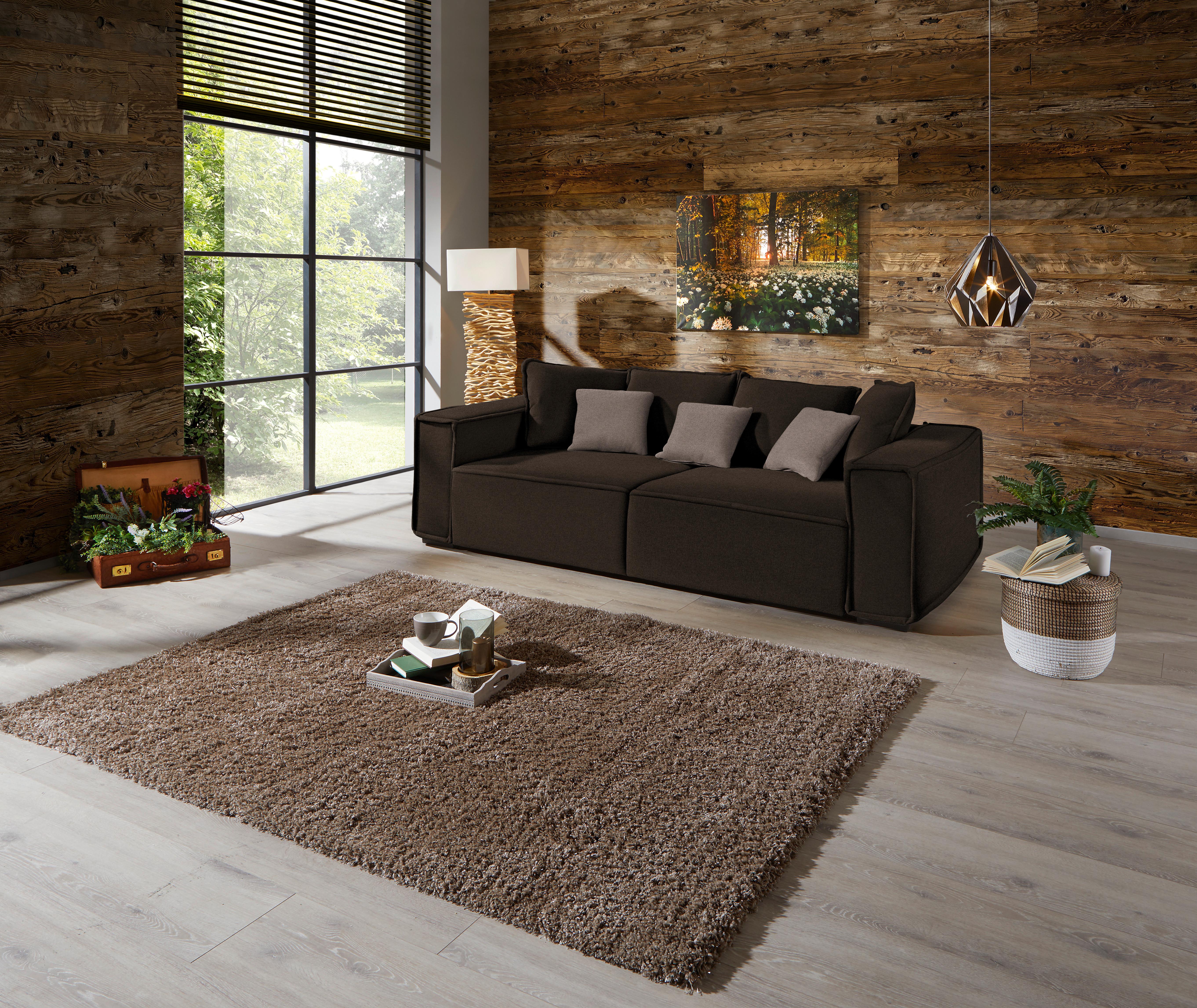 Bigsofa mit Kissen Surf, Webstoff - Taupe/Dunkelbraun, MODERN, Holz/Textil (244/62/117cm) - Luca Bessoni
