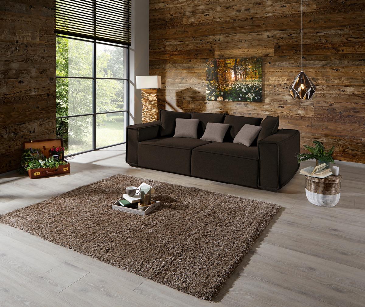Bigsofa mit Kissen Surf, Webstoff - Taupe/Dunkelbraun, MODERN, Holz/Textil (244/62/117cm) - Luca Bessoni