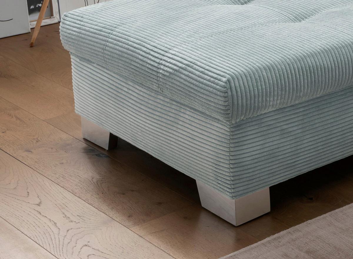 Ecksofa mit Schlaffunktion Flora Blau Cord - Blau/Silberfarben, Design, Textil (190/250cm) - MID.YOU