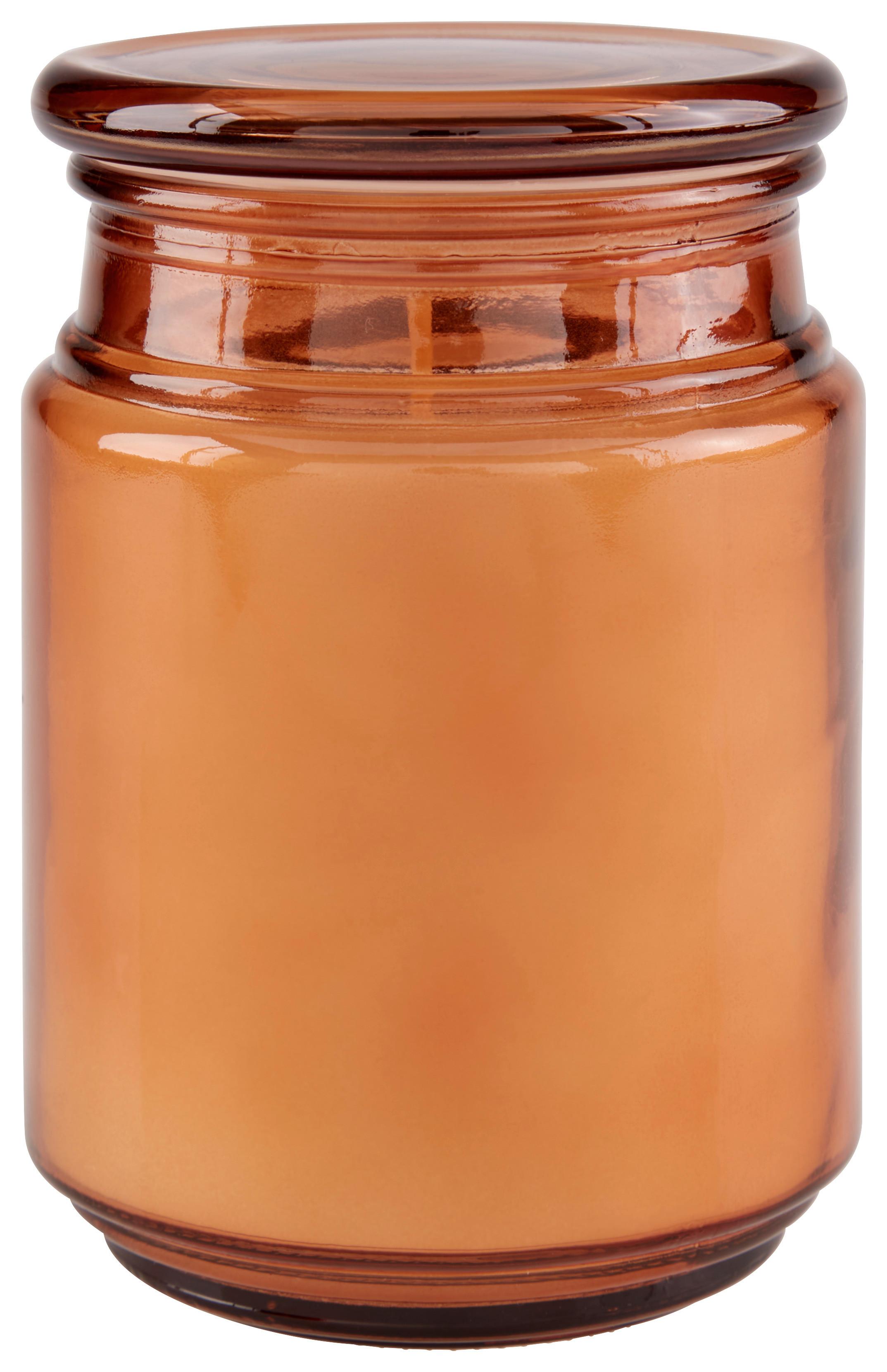 Kerze Im Glas Mit Deckel Caralina, Ø/h: 9/14,5 Cm - Beige/Rot, Basics, Glas (9/14,5cm) - Luca Bessoni