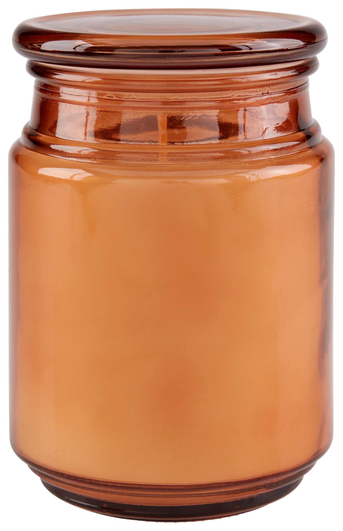 Kerze im Glas mit Deckel Caralina, Ø/H: 9/14,5 cm - Beige/Rot, Basics, Glas (9/14,5cm) - Luca Bessoni