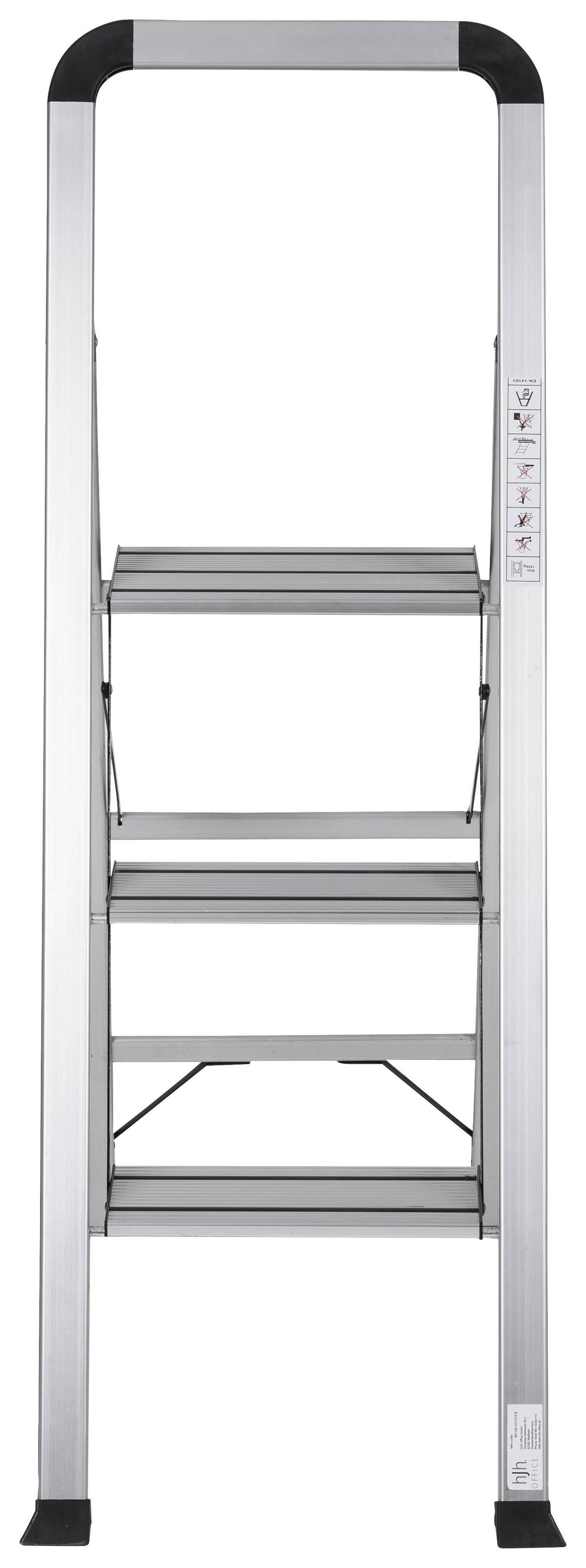 Klapptrittleiter Solid V - Alufarben, Basics, Metall (42/128/5cm) - MID.YOU