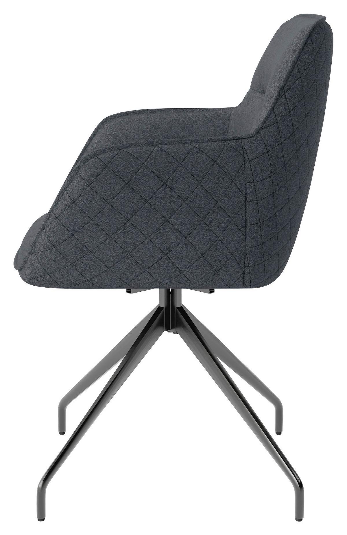 Armlehnstuhl-set Memphis - Anthrazit/Schwarz, MODERN, Textil/Metall (62/96/60cm) - MID.YOU