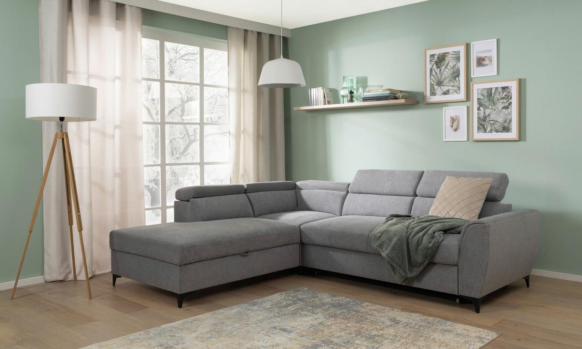 Ecksofa Lapis Grau S: 217/255 Cm - Schwarz/Grau, KONVENTIONELL, Textil (217/255cm) - MID.YOU