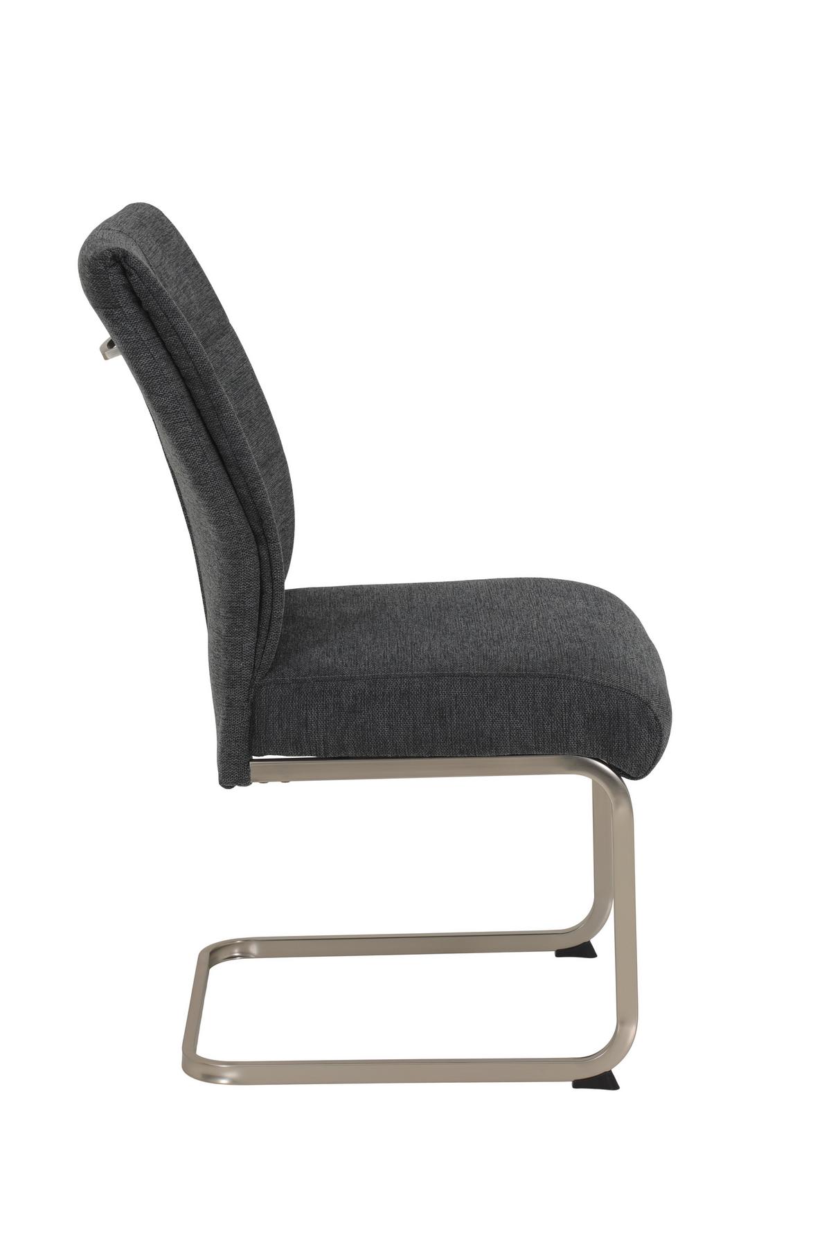 Schwingstuhl-Set Ines S 2er-Set - Edelstahlfarben/Anthrazit, MODERN, Textil/Metall (50/99/66cm) - MID.YOU