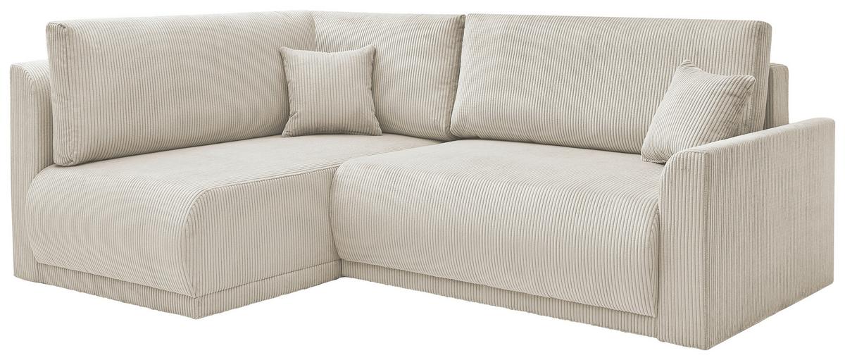 Rohová sedačka KIM L160, oboustranná, krémový manšestr - černá/krémová, Moderní, dřevo/textil (233/160cm)