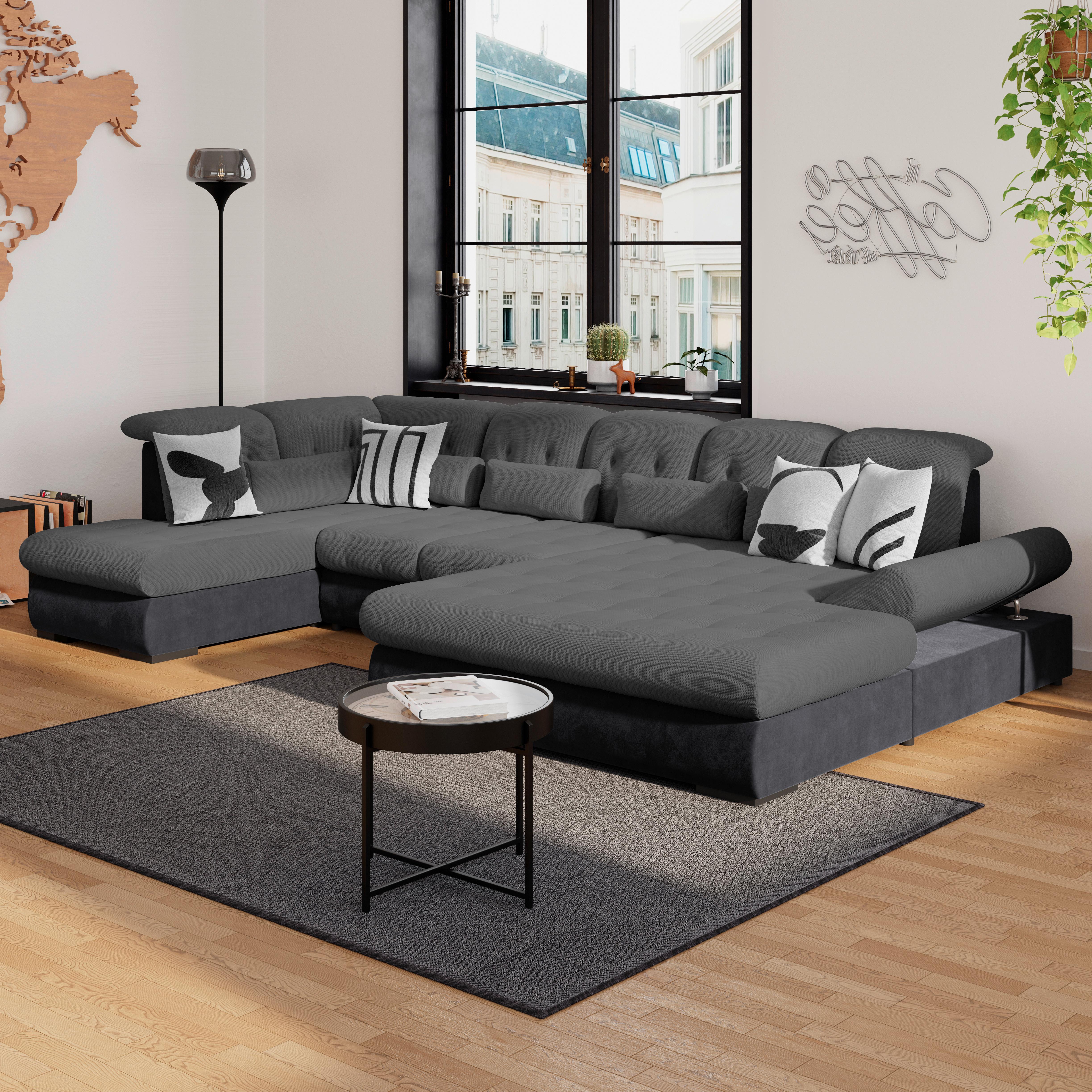 Sarokgarnitúra Madera - antracit, Konventionell, műanyag/textil (212/358/190cm)
