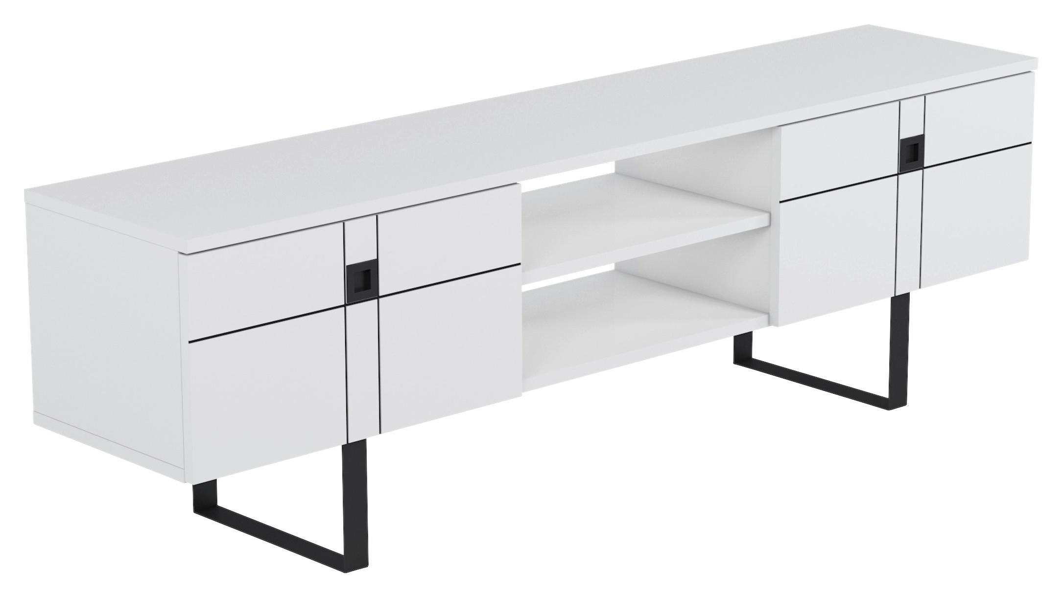 Lowboard Zeus Tv-Schrank - Schwarz/Weiß, Design, Holzwerkstoff (160/50/35cm) - Livetastic
