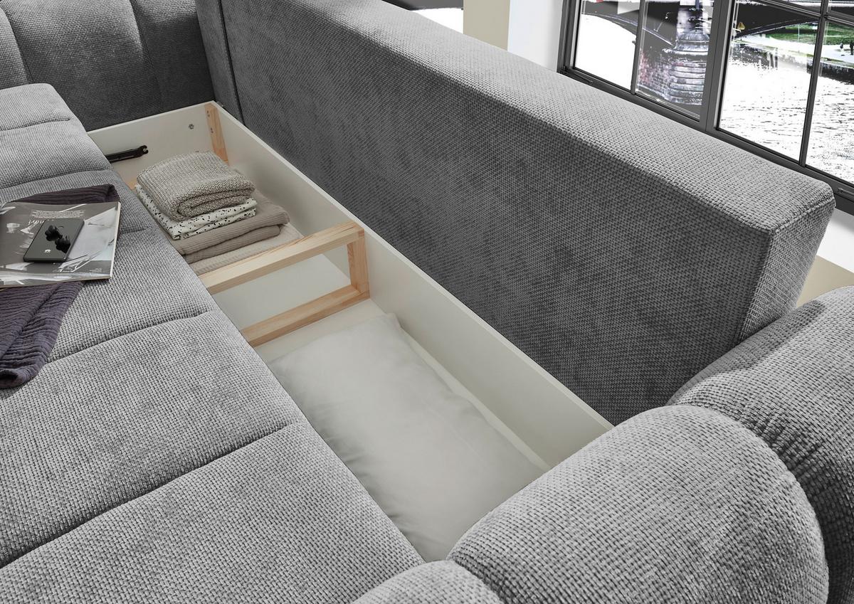 Schlafsofa Bubble Grau B: 256 Cm - Schwarz/Grau, Design, Textil (256/76/112cm) - MID.YOU