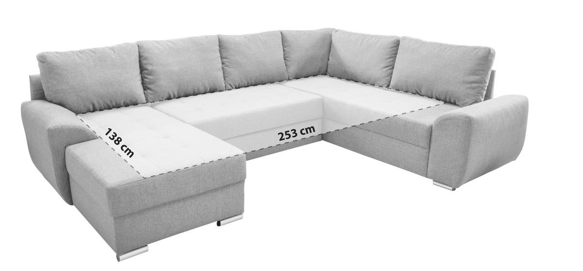 Wohnlandschaft mit Schlaffunktion Sinja - Chromfarben/Anthrazit, KONVENTIONELL, Textil (156/292/218cm) - Livetastic