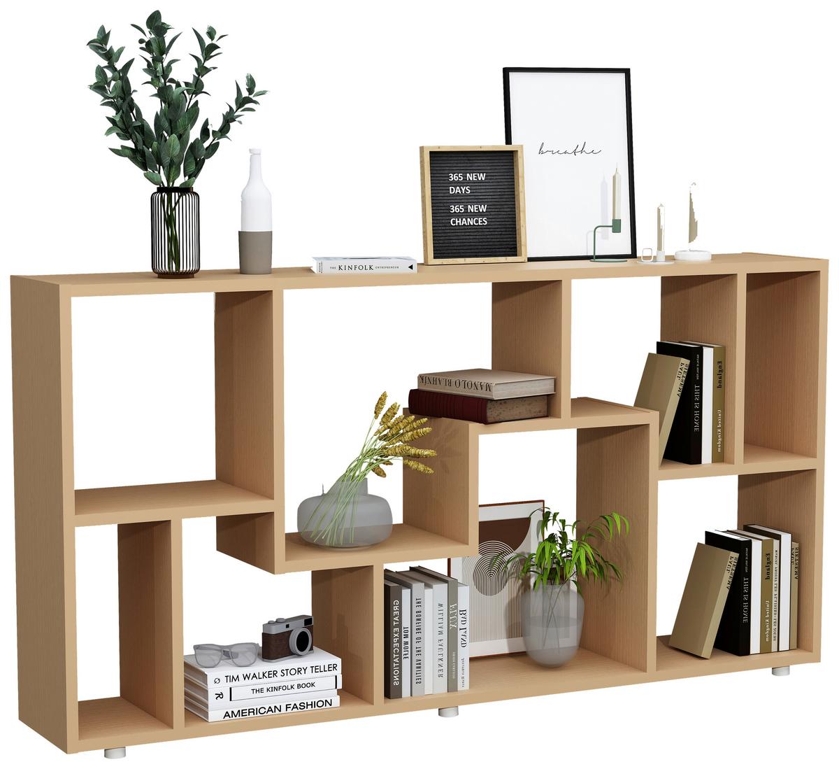 Regal Lanisa Buchefarben Dekor - Silberfarben/Buchefarben, Design, Holzwerkstoff (116/58/20cm) - MID.YOU