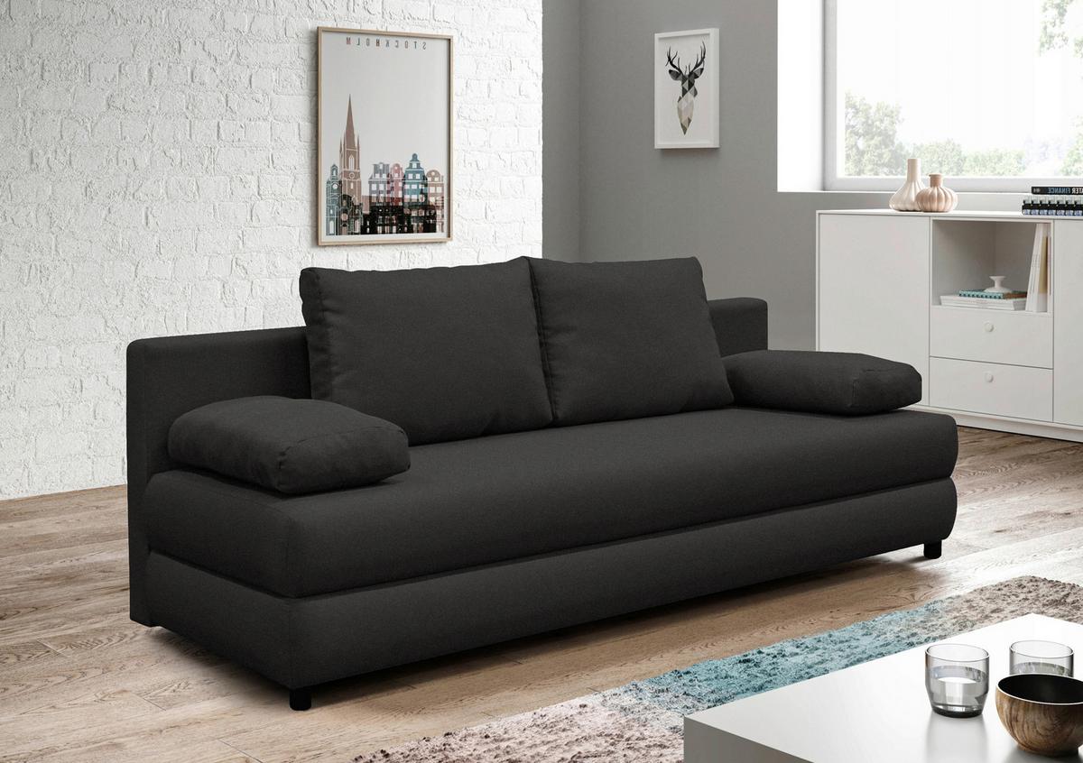 Schlafsofa Mela Anthrazit B: 200 cm - Anthrazit/Schwarz, Design, Textil (200/88/87cm) - P & B