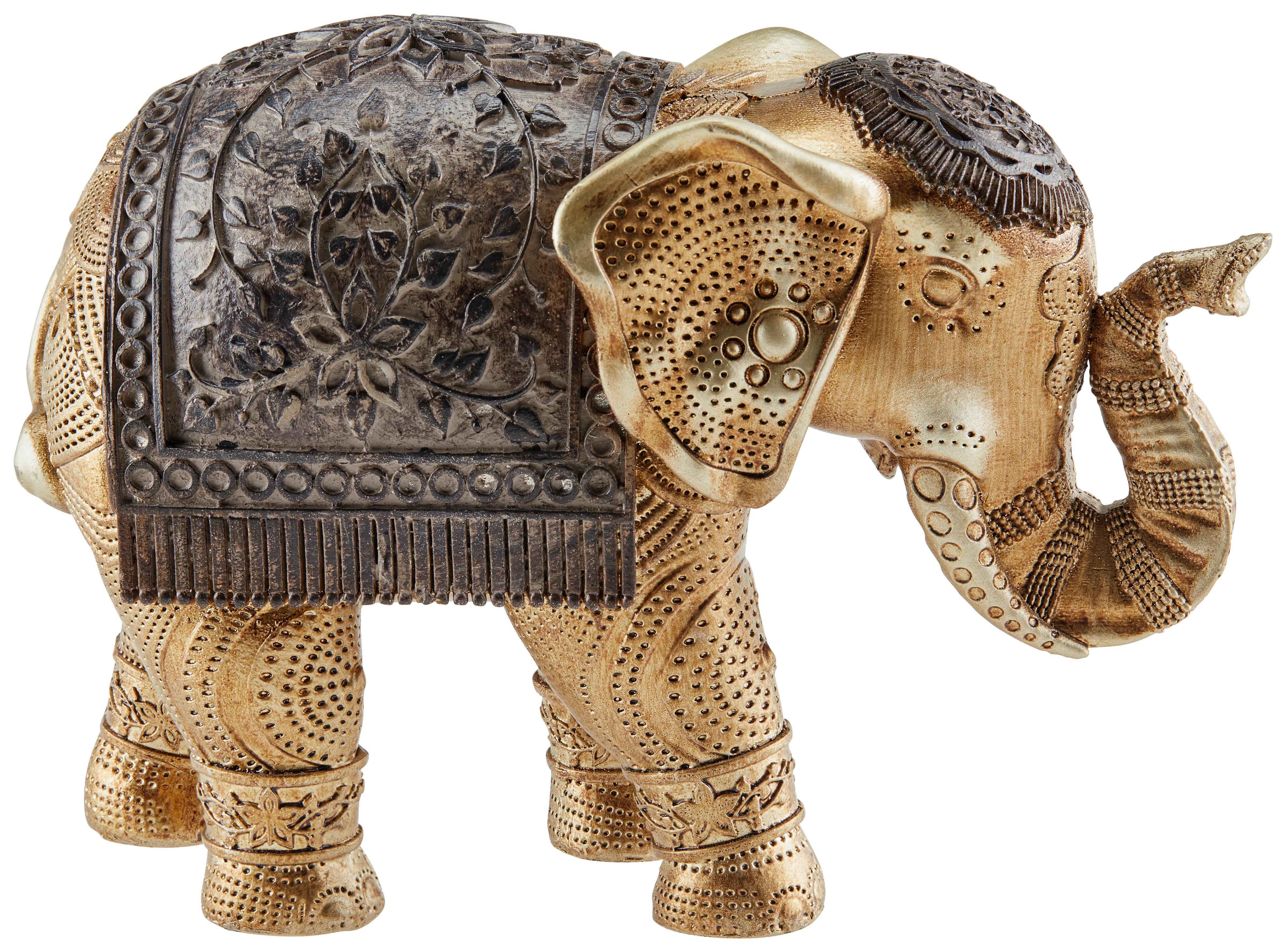 Dekofigur Elefant H: 11 Cm Kunststoff Für In- & Outdoor - Goldfarben/Braun, LIFESTYLE, Kunststoff (15,5/7/11cm) - Luca Bessoni