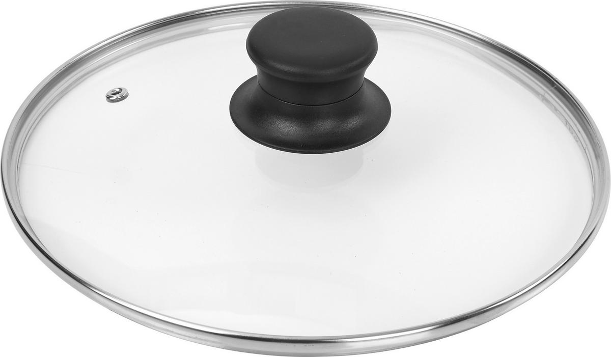 Glasdeckel Isaak D: 24 cm mit Dampfablass - Klar/Silberfarben, KONVENTIONELL, Glas/Kunststoff (24cm) - Luca Bessoni