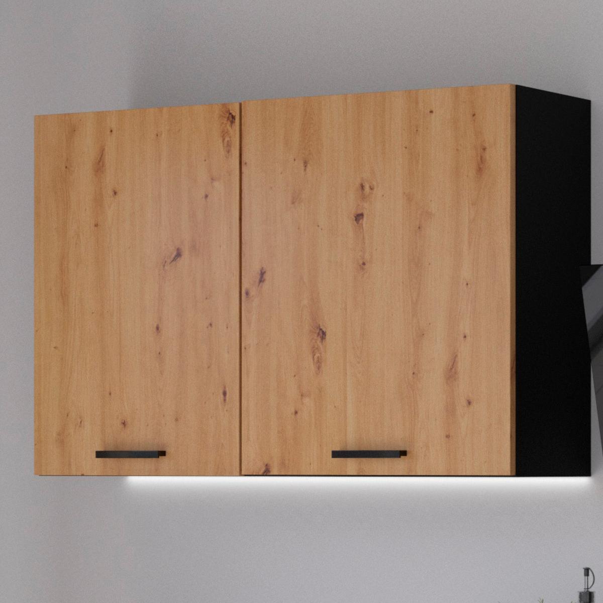 Küchenzeile Blacky Ohne Geräte 280 Cm Schwarz Modern - Schwarz/Eiche Artisan, Design, Holzwerkstoff (280cm) - P & B
