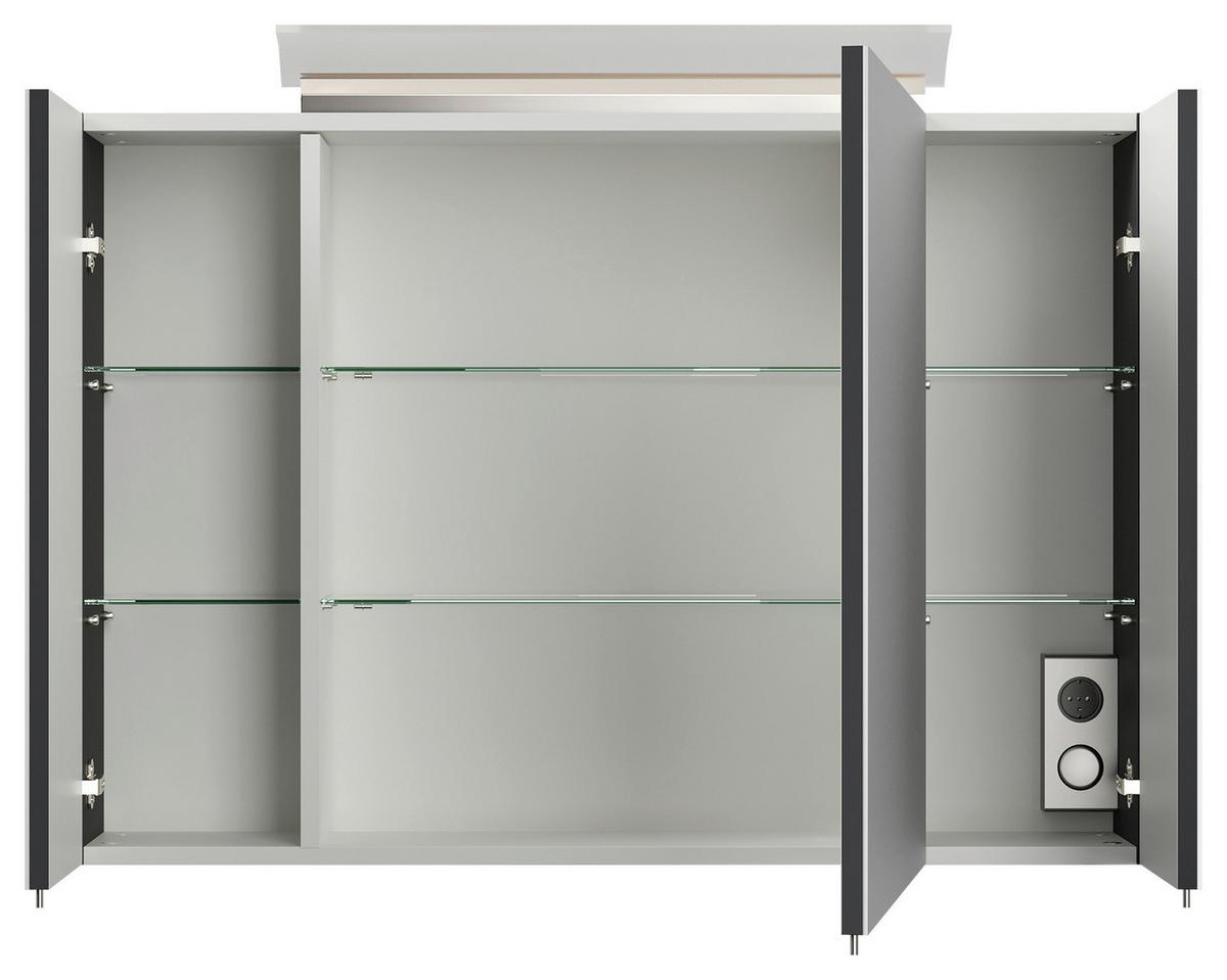 Spiegelschrank Graphitfarben B: 90 cm - Graphitfarben, MODERN, Glas/Holzwerkstoff (90/62/17cm) - MID.YOU