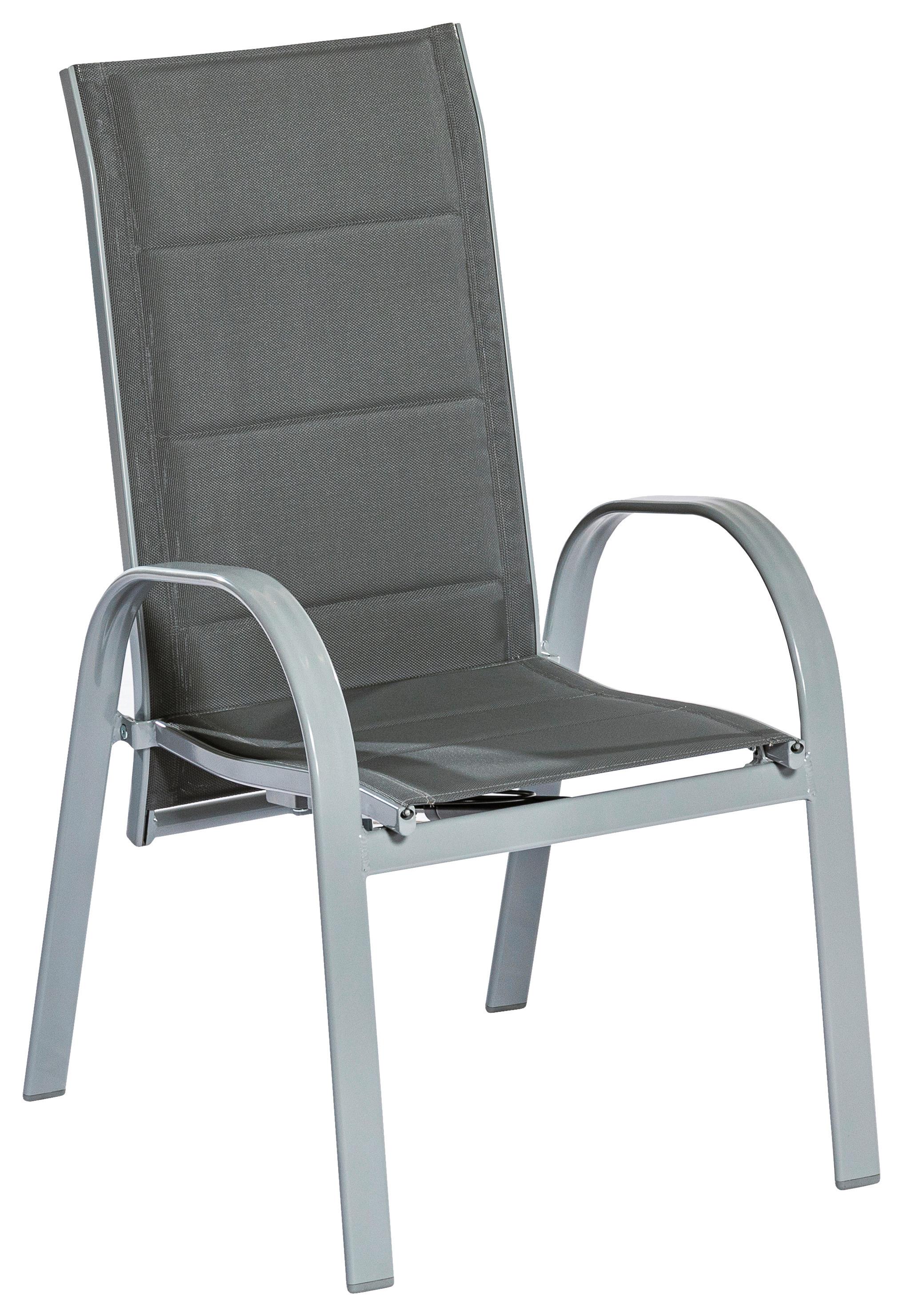 Gartensessel Stapelbar Amalfi Aluminium - Grau, MODERN, Kunststoff/Metall (59/107/71cm) - Gardenson