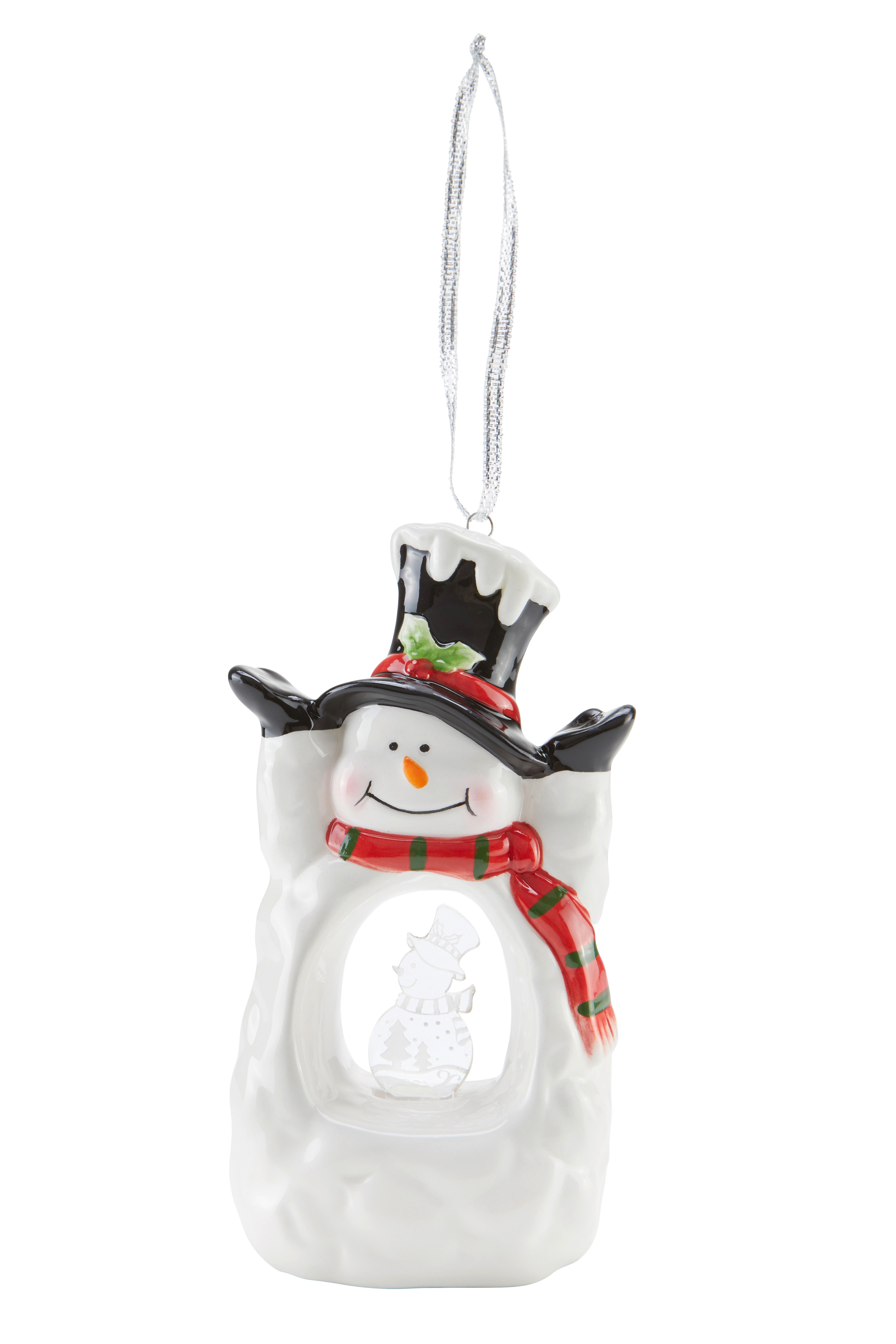 LED-Dekoleuchte Rafaela Weihnachtsmotiv zum Hängen - Rot/Weiß, ROMANTIK / LANDHAUS, Keramik (14,5cm) - James Wood
