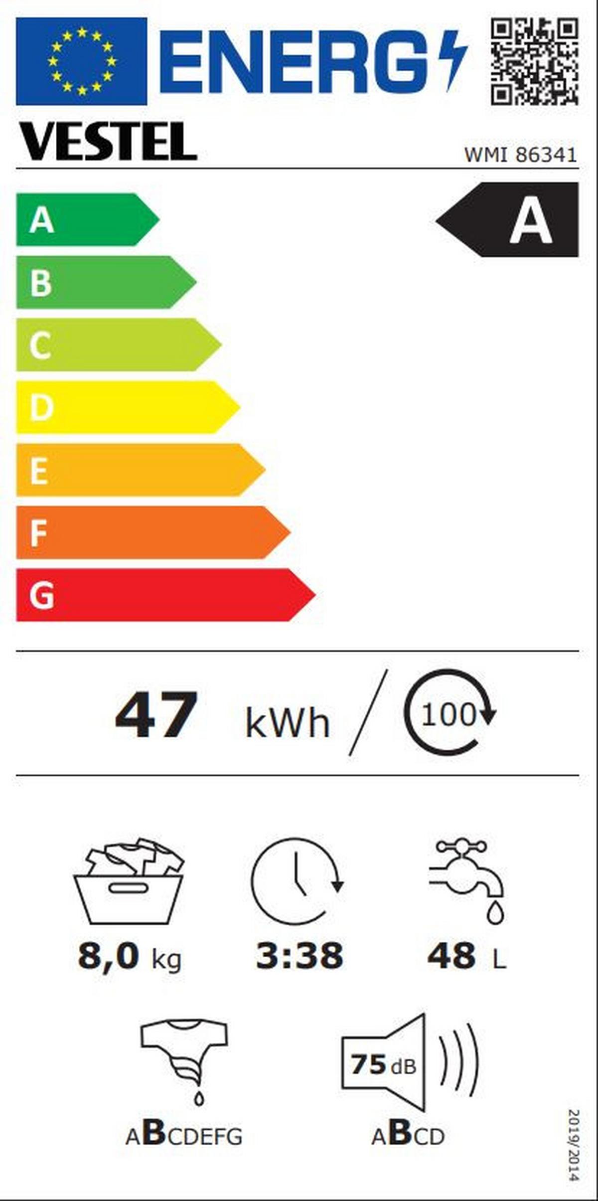 Waschmaschine Wmi 86341 - Weiß, Basics (60/85/56cm) - Vestel