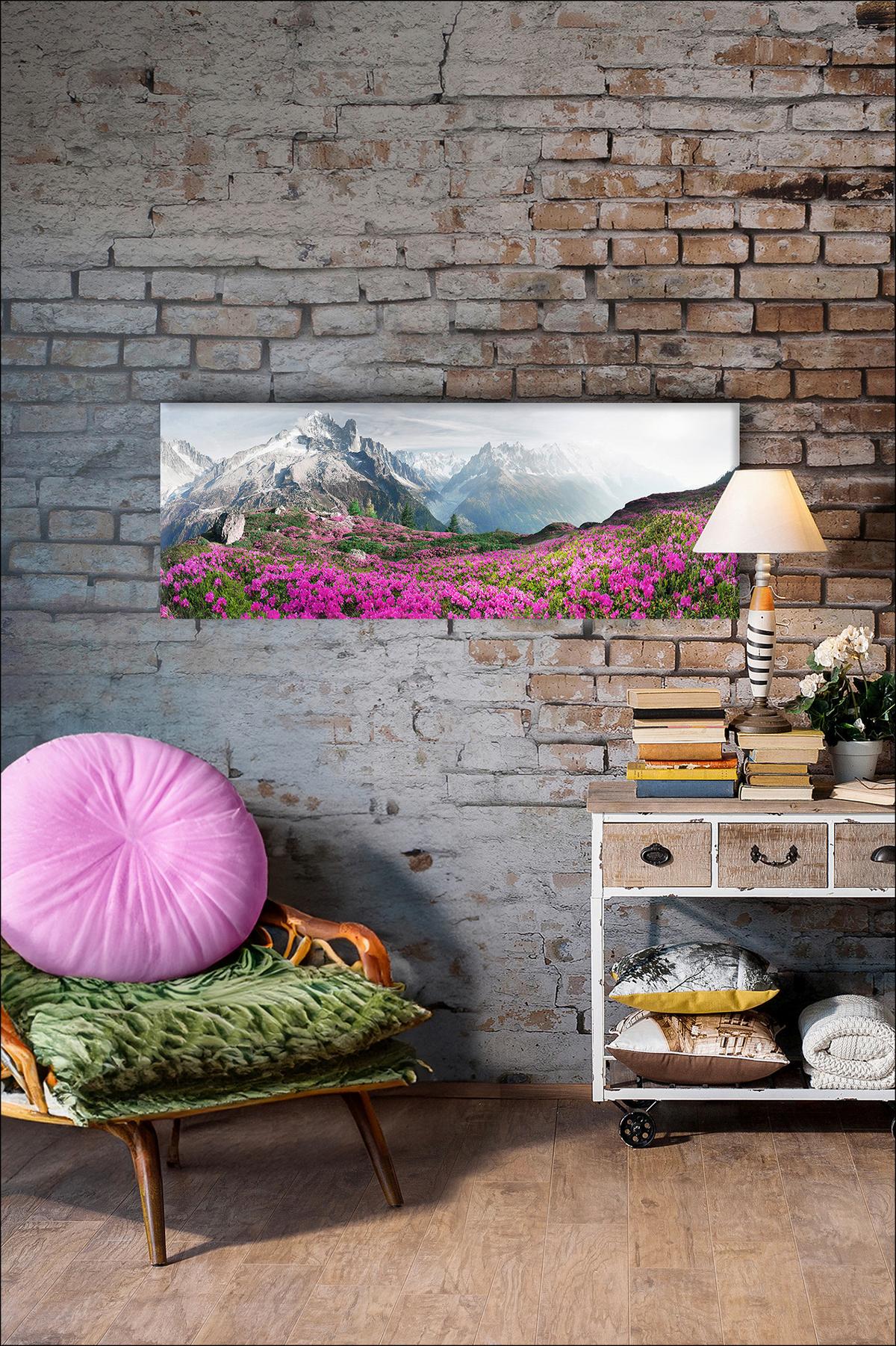 Keilrahmenbild Mountain Landscape Ii - Pink/Weiß, Basics, Holzwerkstoff/Papier (77/28/2,3cm)