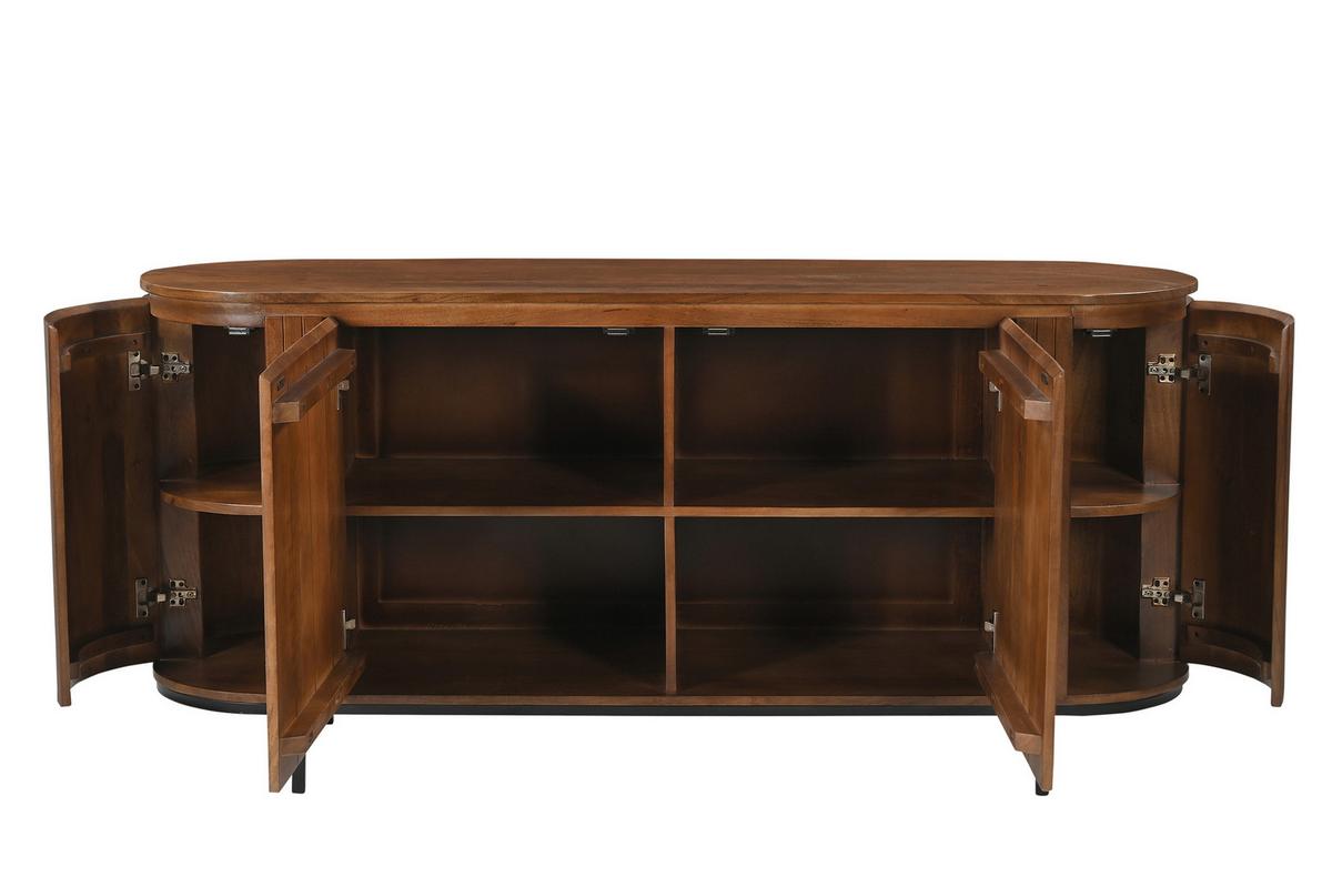 Sideboard Mangoholz/Schwarz B: 170cm - Schwarz/Naturfarben, Design, Holz/Metall (170/80/45cm) - MID.YOU
