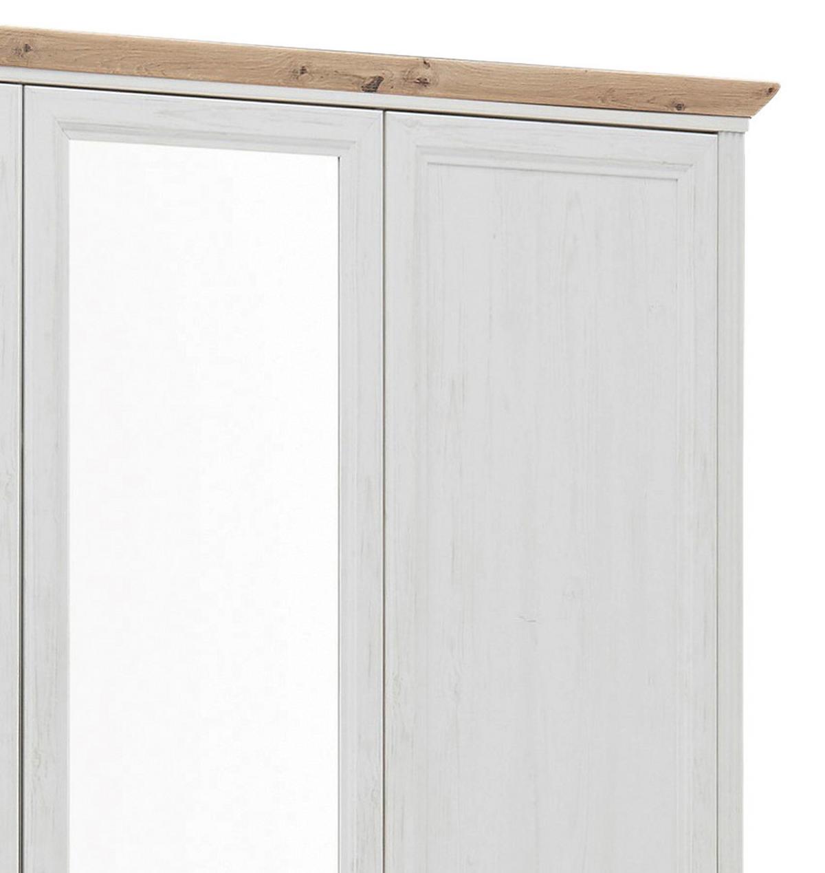 Drehtürenschrank Mit Spiegel 164 Cm Jasmin Ii Weiß/eiche - Weiß/Eiche Artisan, LIFESTYLE, Holzwerkstoff (164/220/64cm)