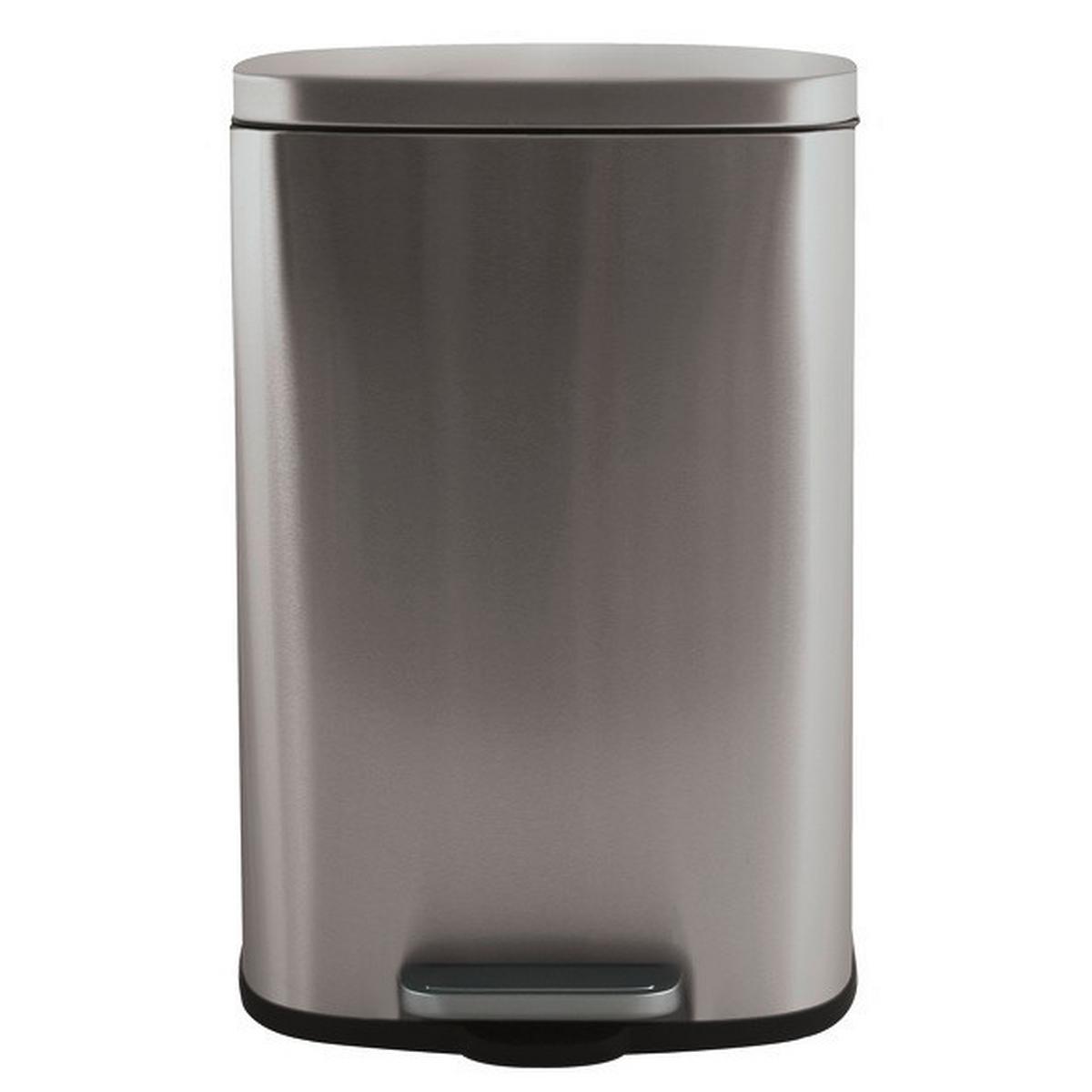 Treteimer Akira 30l Silberf. Metall Lbh: 34,3x23,5x62,9 Cm - Silberfarben/Schwarz, Basics, Kunststoff/Metall (34,3/23,5/62,9cm) - Spirella