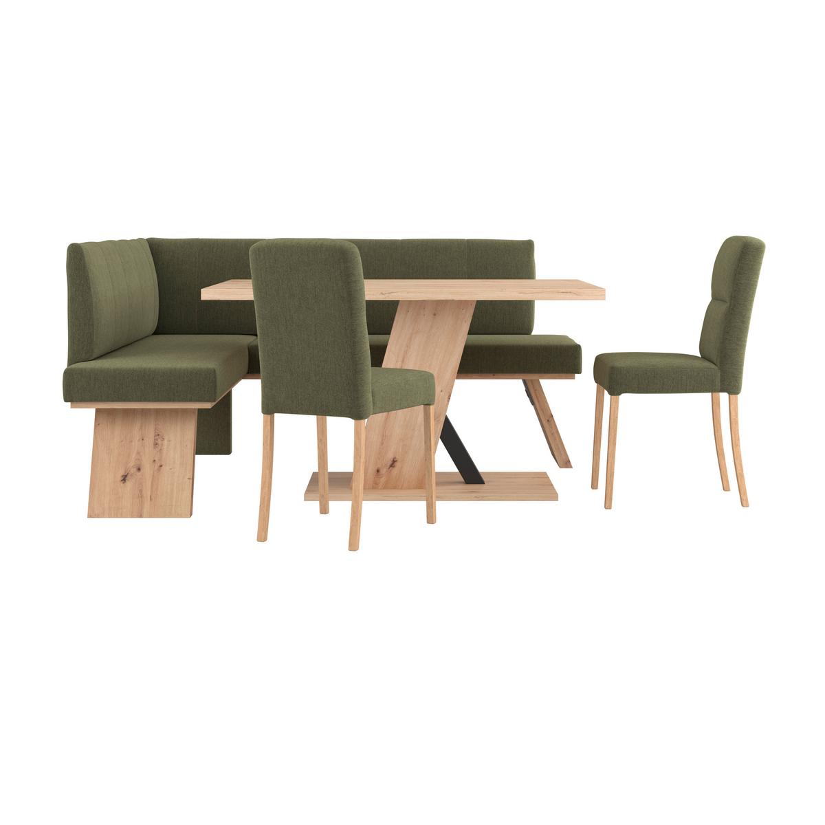 Eckbank Emma Ii - Eichefarben/Grün, KONVENTIONELL, Holzwerkstoff/Textil (150/185cm)