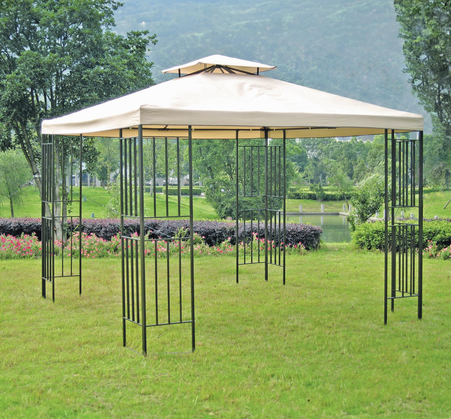 Pavillon Amazonas - Beige/Schwarz, Basics, Kunststoff/Metall (300/260/300cm) - Gardenson
