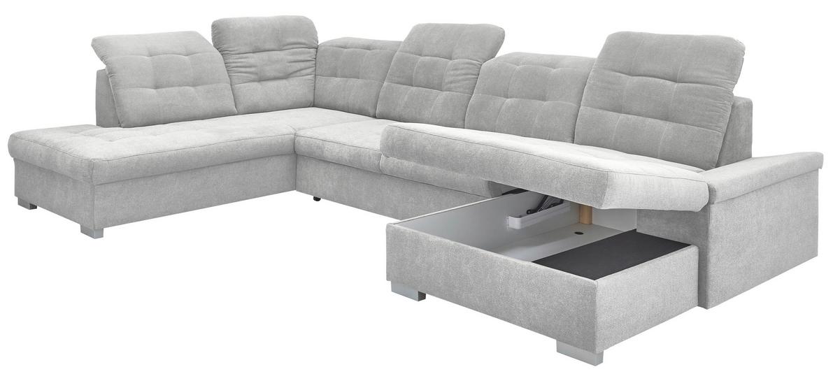 Wohnlandschaft Zira Mit Schlaffunktion Silberfarben - Chromfarben/Silberfarben, Design, Textil (212/330/169cm) - Livetastic