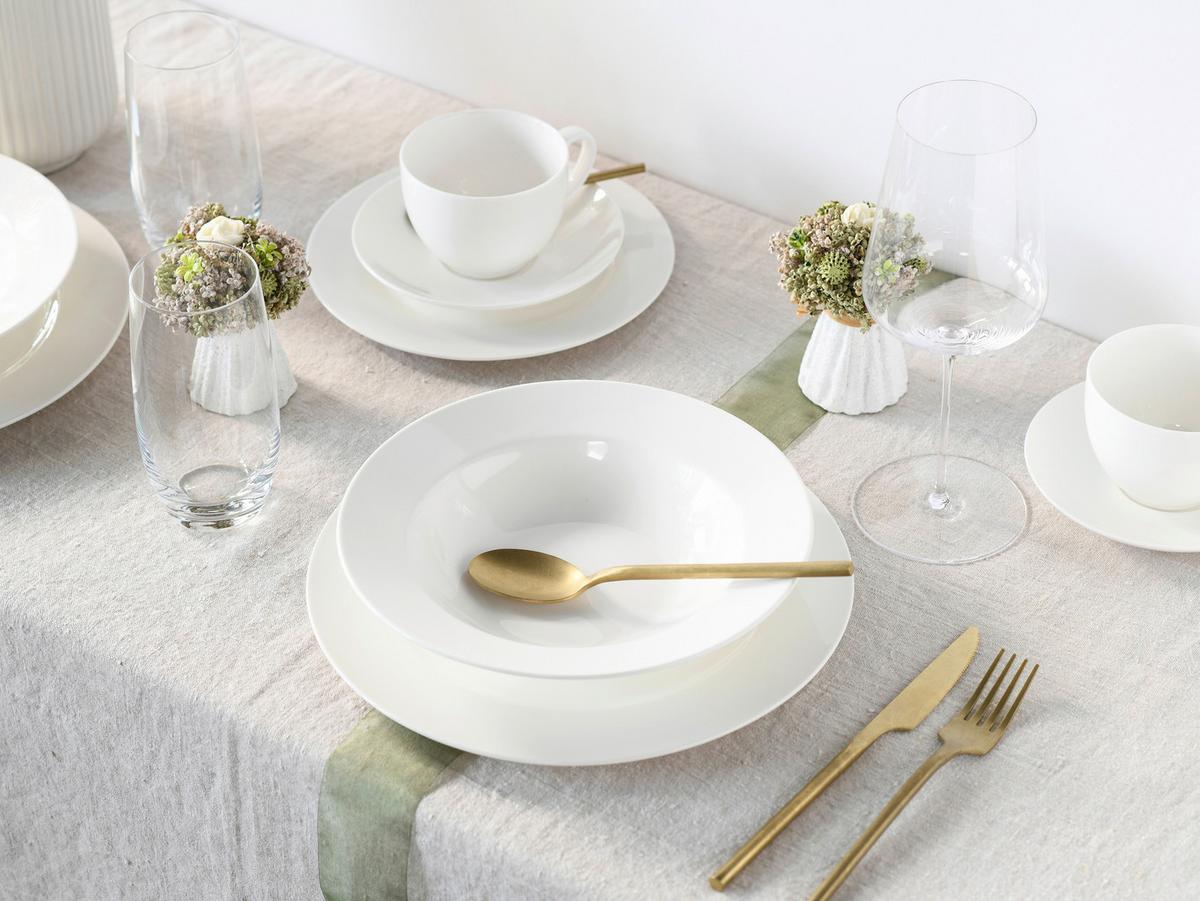 Kombinovaný servis biela 30- dielny - krémová, Basics, keramika - Creatable