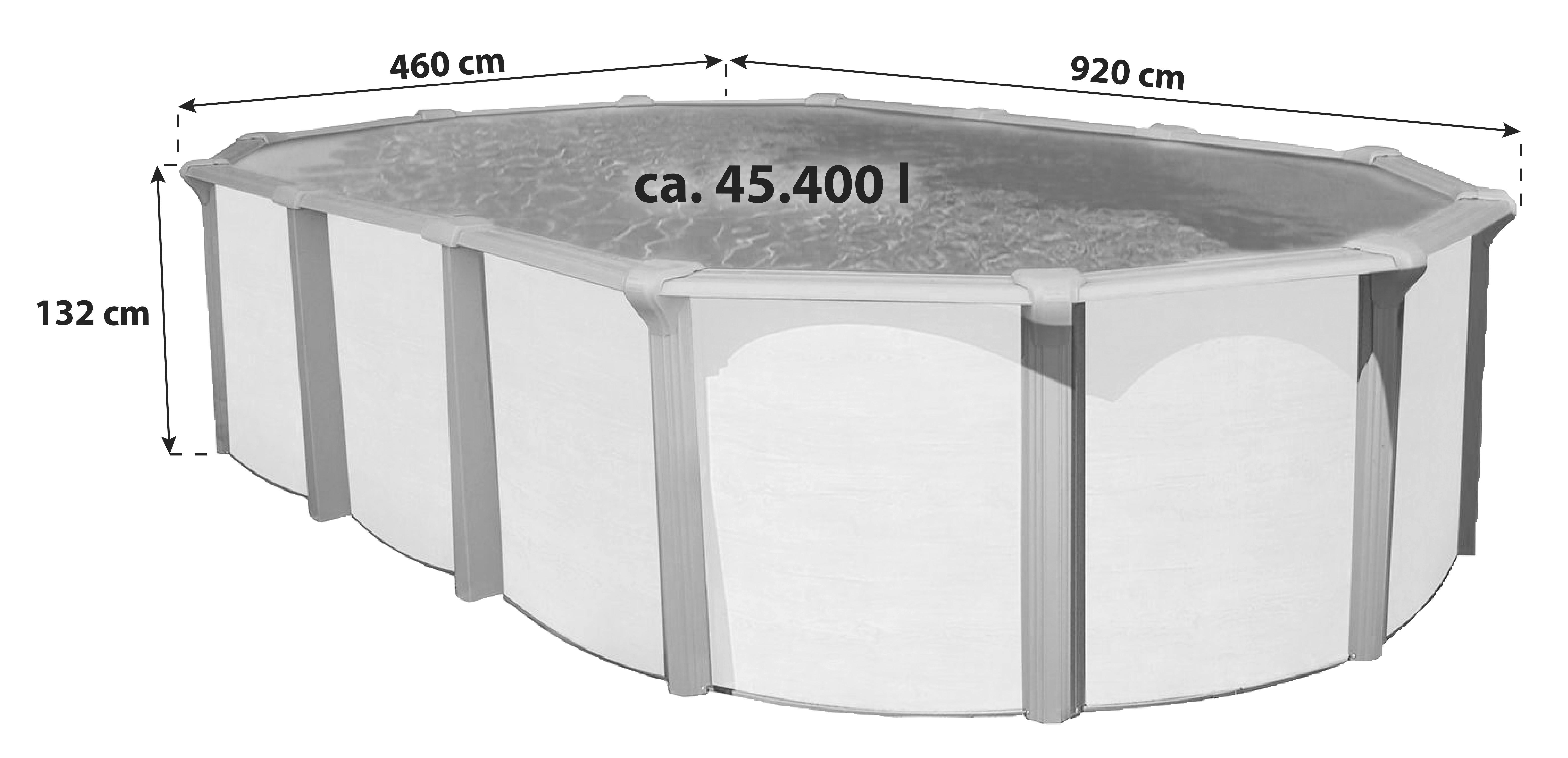 Stahlwandpool Oval Steely De Luxe mit Leiter L: 920 cm - Braun/Weiß, Basics, Kunststoff (920/460/132cm)
