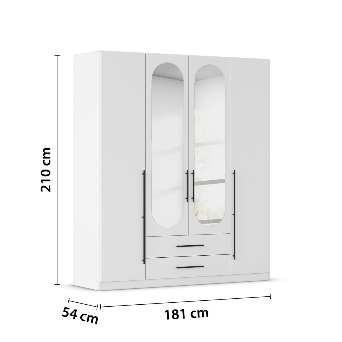 ŠATNÍ SKŘÍŇ S OTOČNÝMI DVEŘMI VERLORA, šířka 181 cm - bílá/černá, Konvenční, kov/kompozitní dřevo (181/210/54cm) - Mömax