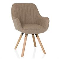 Armlehnstuhl Scandi Ted Beige B: 56 cm - Beige/Buchefarben, MODERN, Holz/Textil (56/84/62cm) - MID.YOU