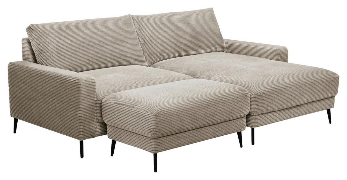 Univerzálna sedačka CORA, sivohnedý menčester - sivohnedá/čierna, Modern, kov/drevo (223/86/161cm) - Mömax