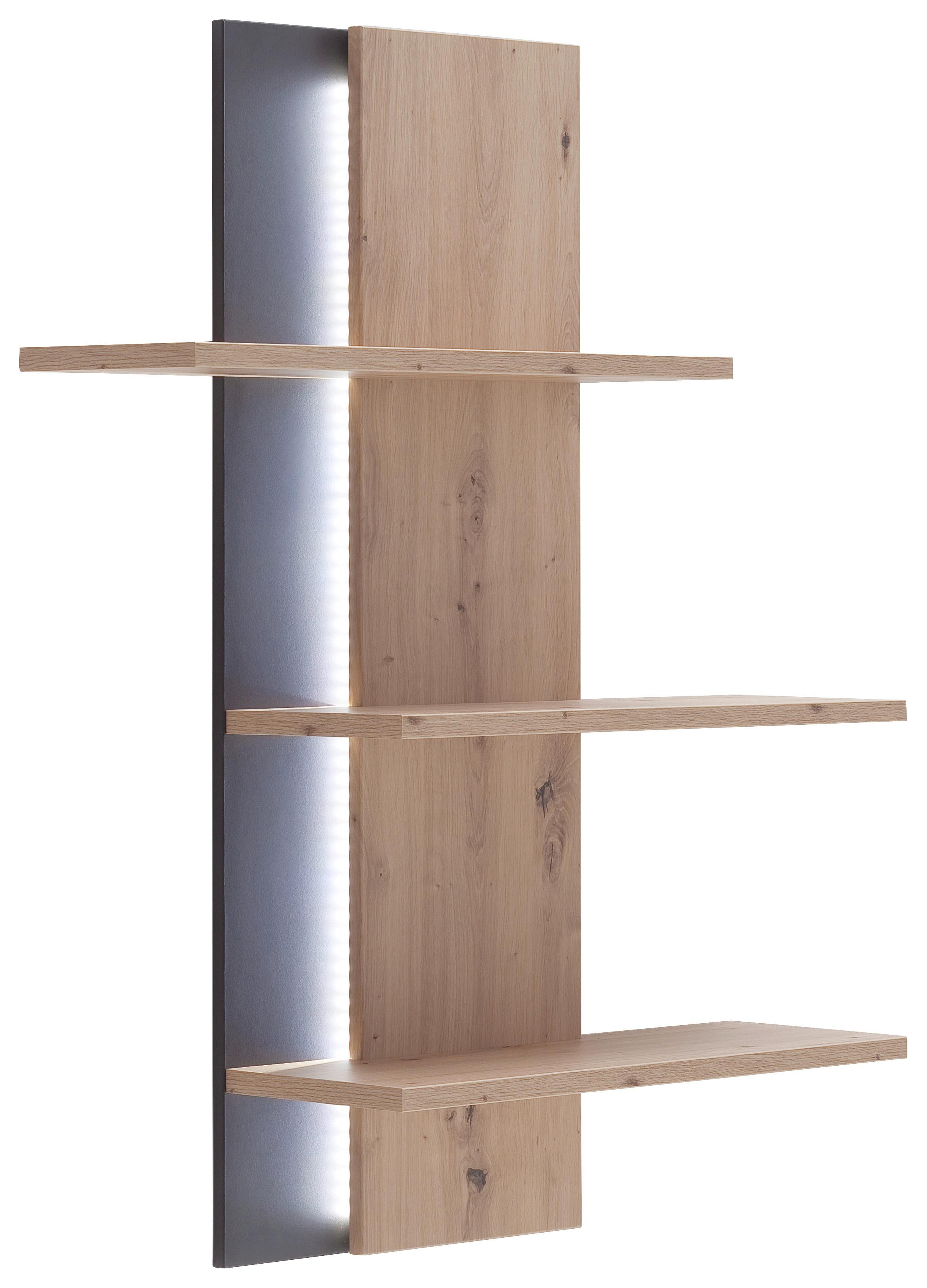 Wandregal Buenos Aires B: 95cm Anthrazit/Eichefarben 3 Fächer - Eichefarben, Design, Holzwerkstoff (95/118/25cm) - MID.YOU
