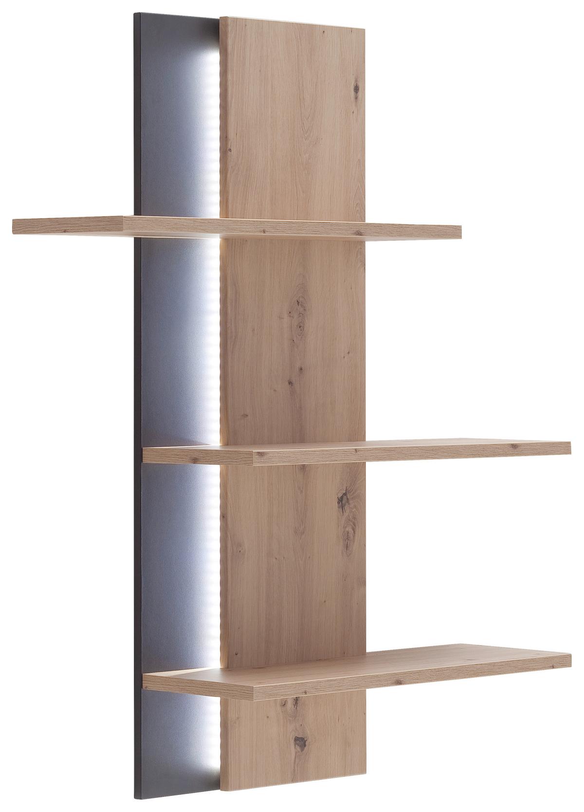 Wandregal Buenos Aires B: 95cm Anthrazit/Eichefarben 3 Fächer - Eichefarben, Design, Holzwerkstoff (95/118/25cm) - MID.YOU