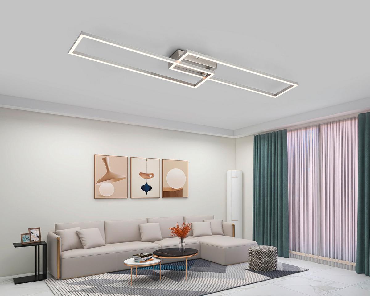 Led-deckenleuchte Suna - Alufarben/Nickelfarben, MODERN, Kunststoff/Metall (93/22/6,5cm) - Luca Bessoni