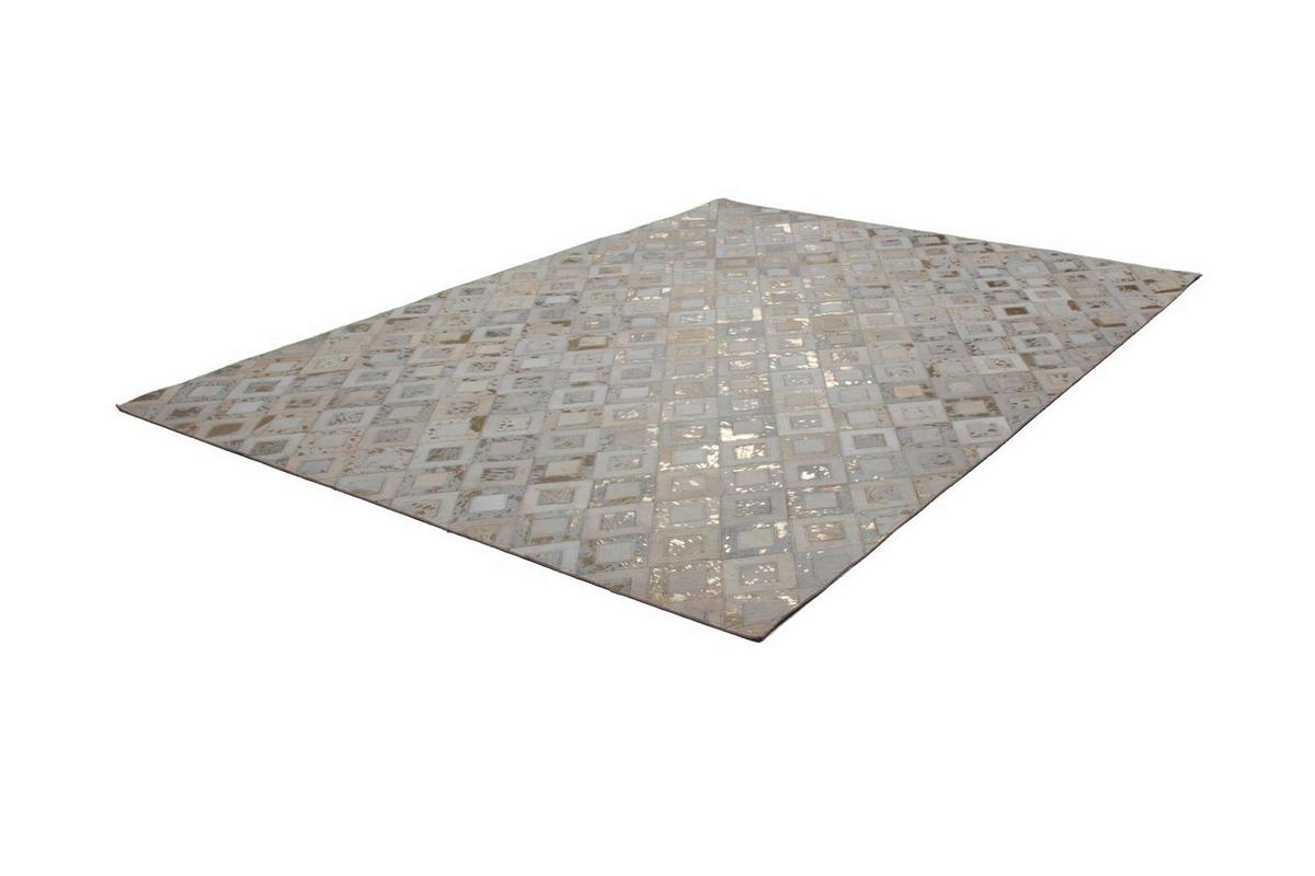 Flachwebteppich, 80x150 cm Spark 110 Elfenb/Gol  80x150 - Beige/Goldfarben, Design, Leder (80/150cm) - Novel